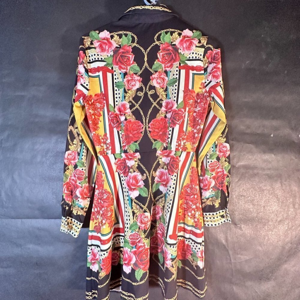 Fashion Nova Baroque Dress Size XS Extra Small Long Sleeve Rococo Floral Black - Picture 6 of 8